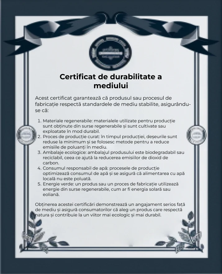 certifikát environmentálnej udržateľnosti